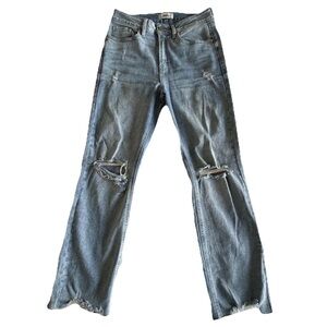 JBD Jeans Womens 27 Light Wash High Rise Distressed Straight Frayed Hem Denim